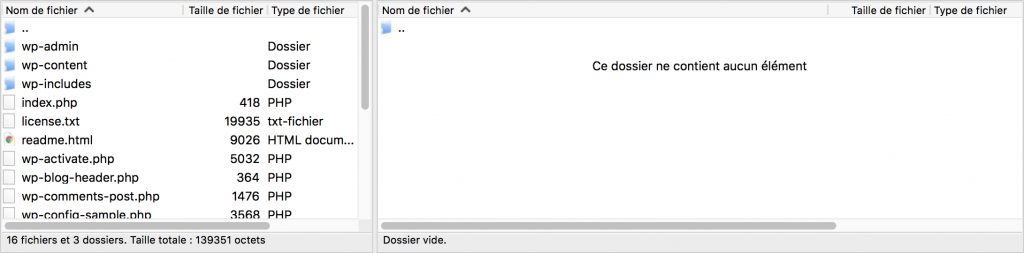 Transférer WordPress avec Filezilla