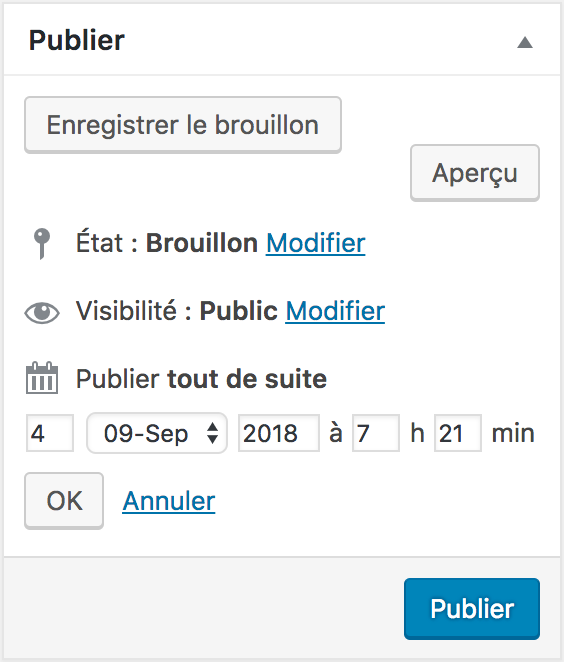 Confirmer la date de publication de votre article